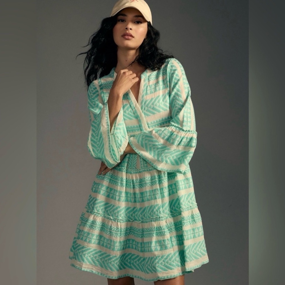 Devotion TWINS (Anthropologie) Green/Off-White Dress size Medium
